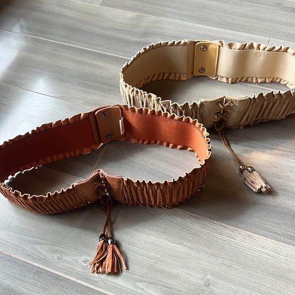 Suede style stretch wide belt, stretchable & front ropes adjustable for size S~M - Picture 1 of 12